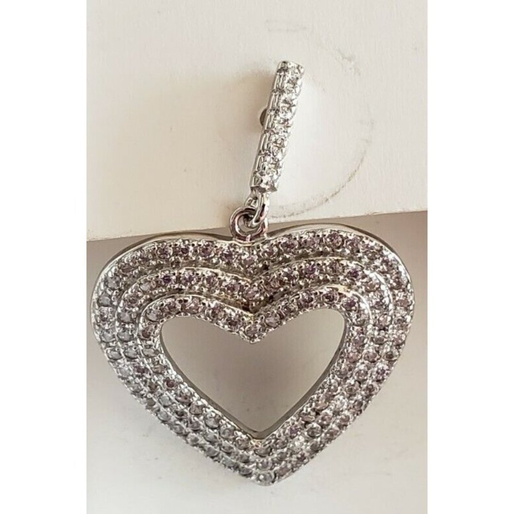NEW SIMPLY SILVER HEART CUBIC ZIRCONIA STERLING SILVER EARRINGS - Picture 4 of 6